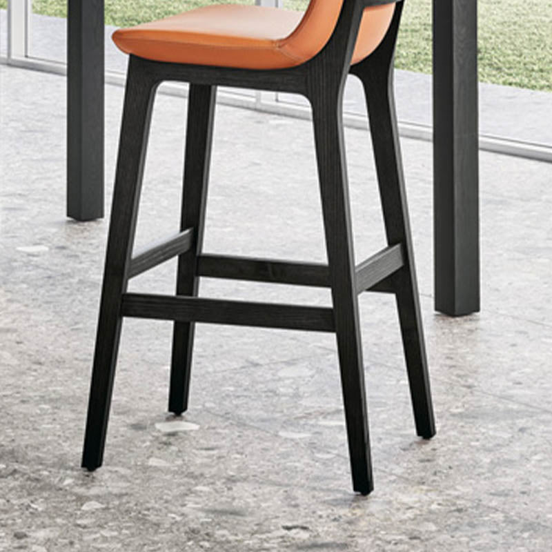 Contemporary 38.5-inch Armless Bar Stool with Solid Wood Base