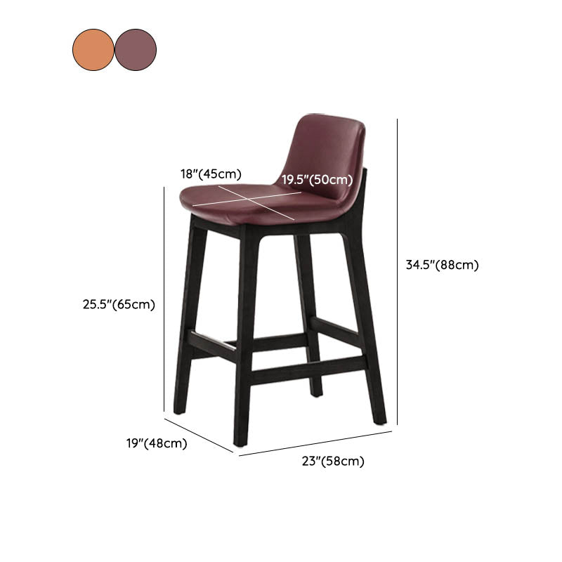 Contemporary 38.5-inch Armless Bar Stool with Solid Wood Base