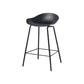 Contemporary Bucket Low Back Plastic Bar Stools with Metal Base