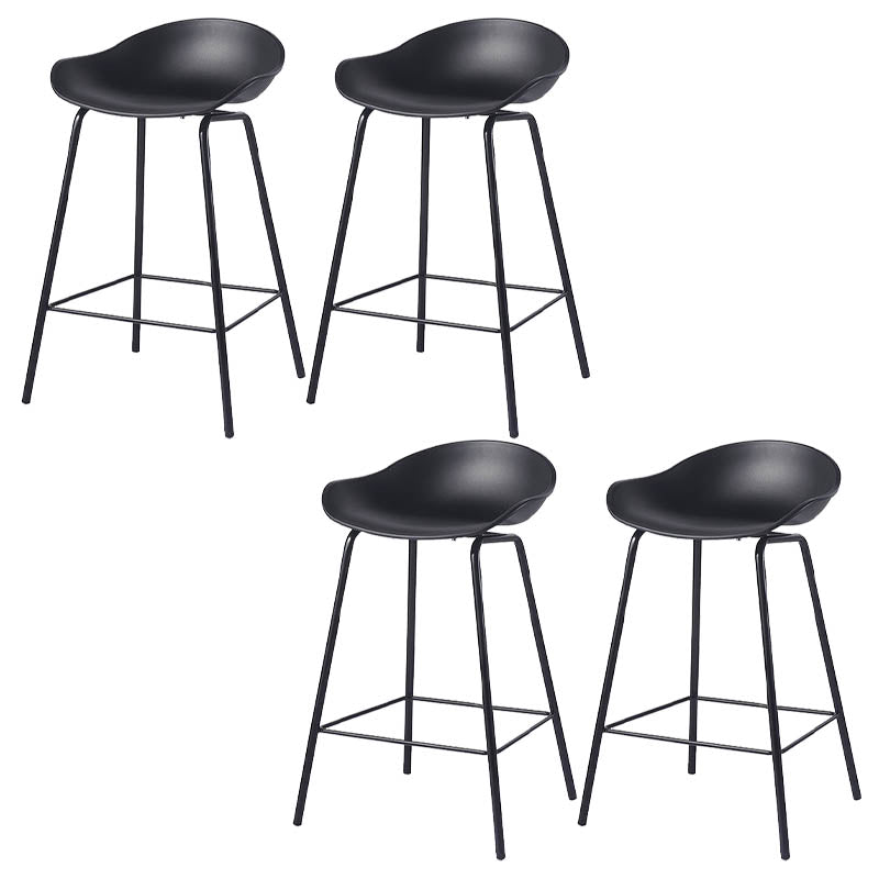 Contemporary Bucket Low Back Plastic Bar Stools with Metal Base