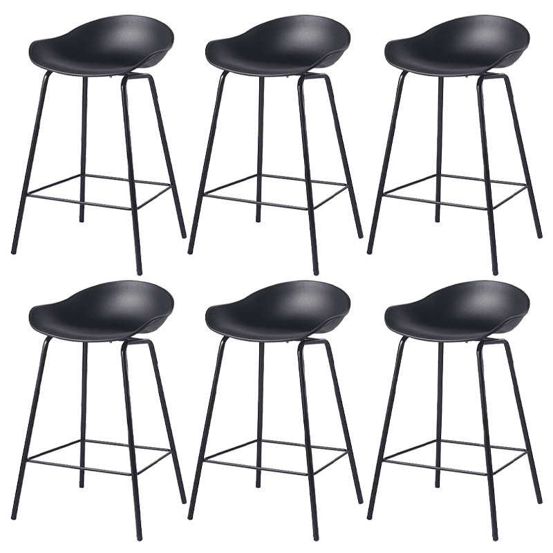 Contemporary Bucket Low Back Plastic Bar Stools with Metal Base