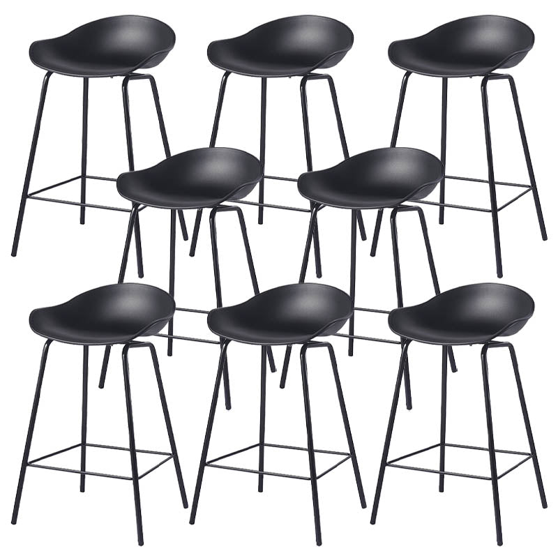 Contemporary Bucket Low Back Plastic Bar Stools with Metal Base