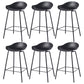 Contemporary Bucket Low Back Plastic Bar Stools with Metal Base
