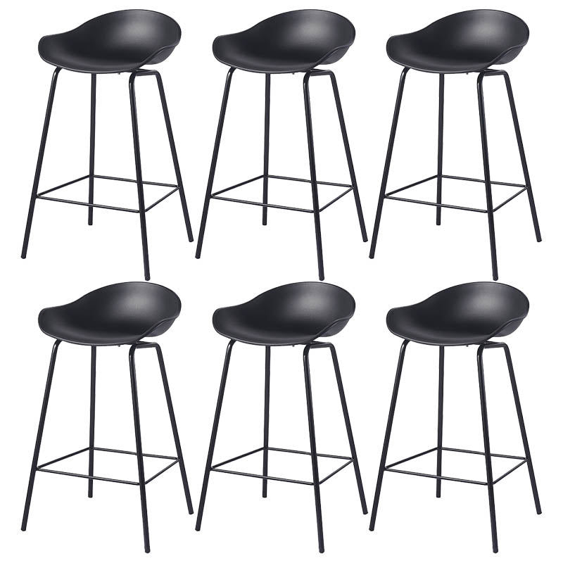 Contemporary Bucket Low Back Plastic Bar Stools with Metal Base