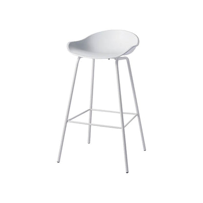 Contemporary Bucket Low Back Plastic Bar Stools with Metal Base