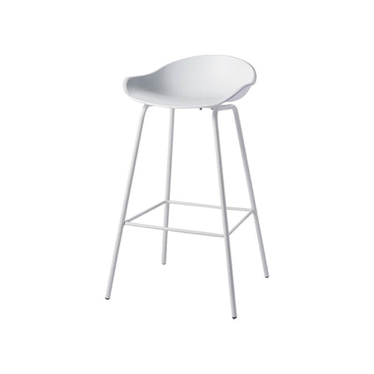 Contemporary Bucket Low Back Plastic Bar Stools with Metal Base White 1 Piece Counter Stool(26"H)