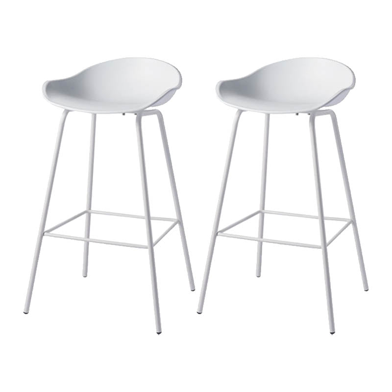 Contemporary Bucket Low Back Plastic Bar Stools with Metal Base