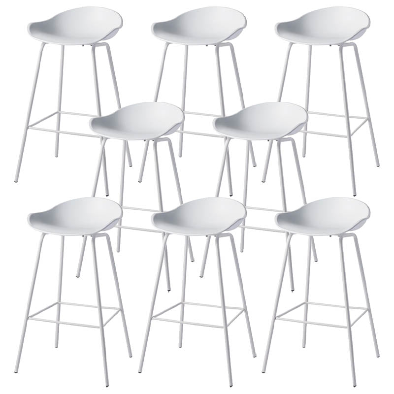 Contemporary Bucket Low Back Plastic Bar Stools with Metal Base