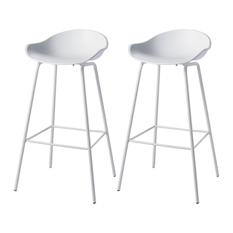 Contemporary Bucket Low Back Plastic Bar Stools with Metal Base