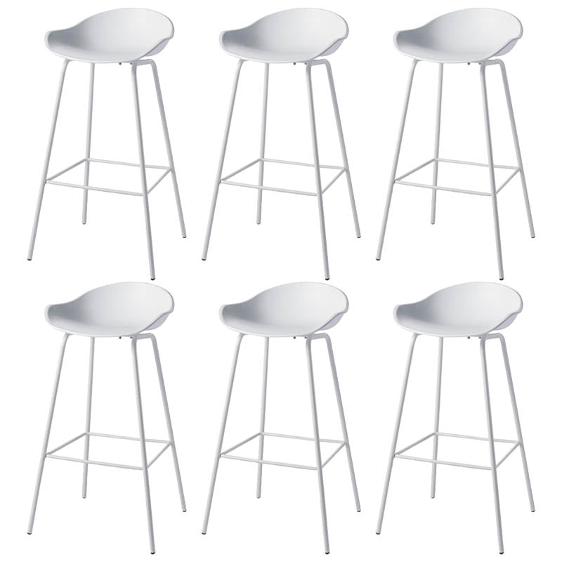 Contemporary Bucket Low Back Plastic Bar Stools with Metal Base