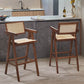 Contemporary 43.3-inch Armed Bar Stools with Solid Wood Base