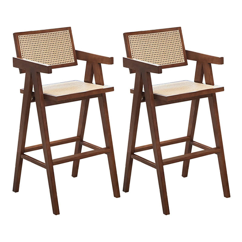 Contemporary 43.3-inch Armed Bar Stools with Solid Wood Base
