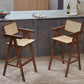 Contemporary 43.3-inch Armed Bar Stools with Solid Wood Base