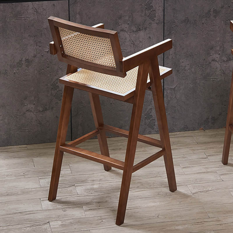 Contemporary 43.3-inch Armed Bar Stools with Solid Wood Base