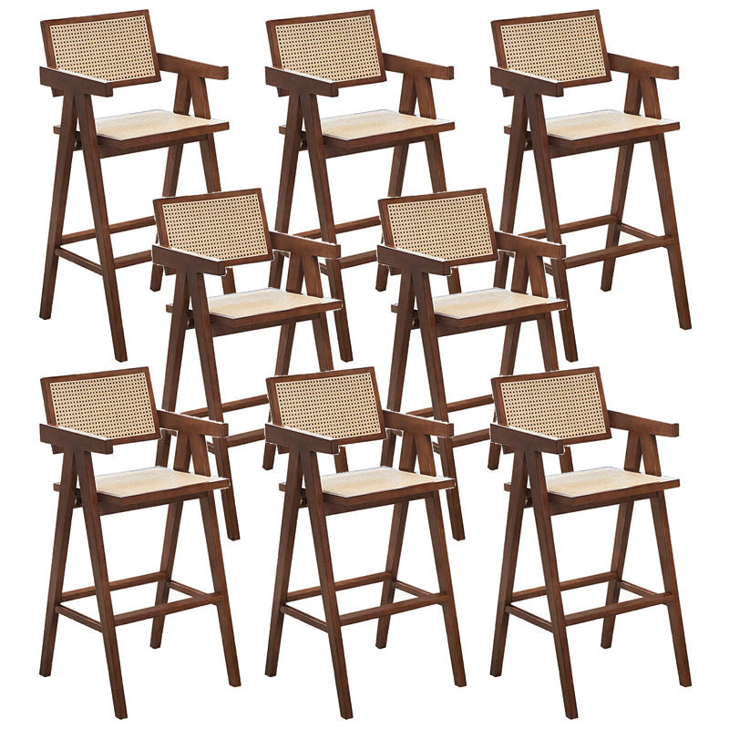 Contemporary 43.3-inch Armed Bar Stools with Solid Wood Base