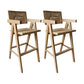 Contemporary 43.3-inch Armed Bar Stools with Solid Wood Base