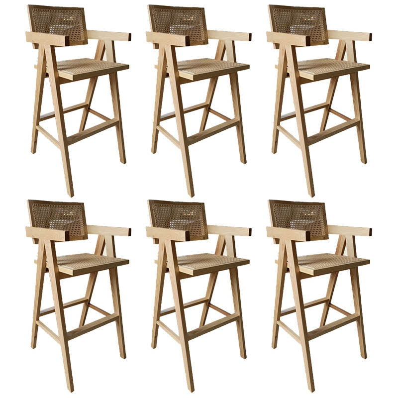 Contemporary 43.3-inch Armed Bar Stools with Solid Wood Base