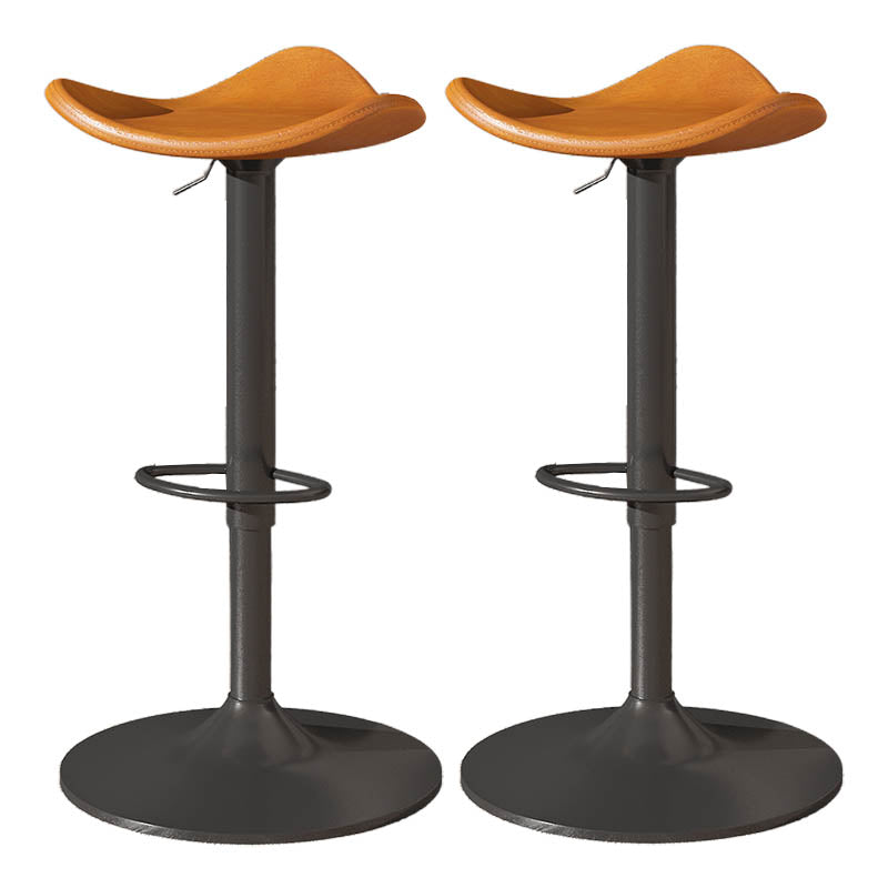 Saddle Seat Adjustable Height Swivel Armless Bar Stool with Footrest