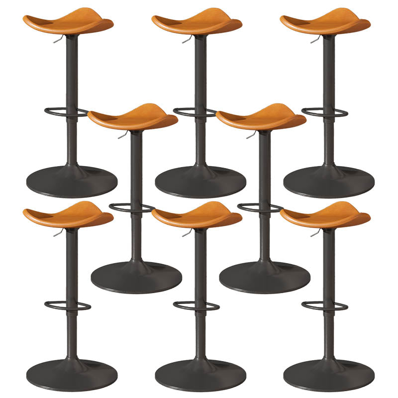 Saddle Seat Adjustable Height Swivel Armless Bar Stool with Footrest