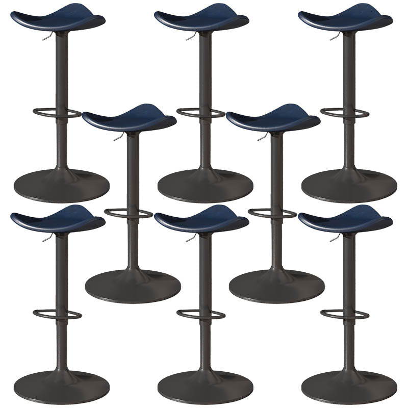 Saddle Seat Adjustable Height Swivel Armless Bar Stool with Footrest