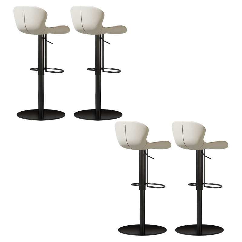 Contemporary Style Adjustable Backrest Counter Stool with Leather Cushion