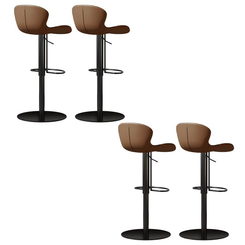Contemporary Style Adjustable Backrest Counter Stool with Leather Cushion