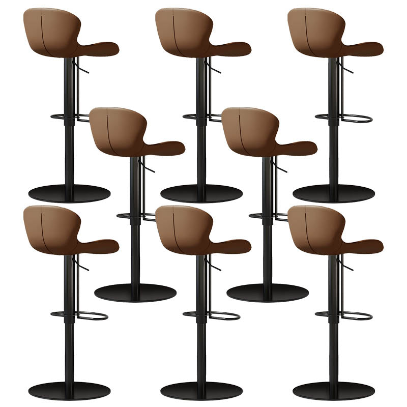 Contemporary Style Adjustable Backrest Counter Stool with Leather Cushion