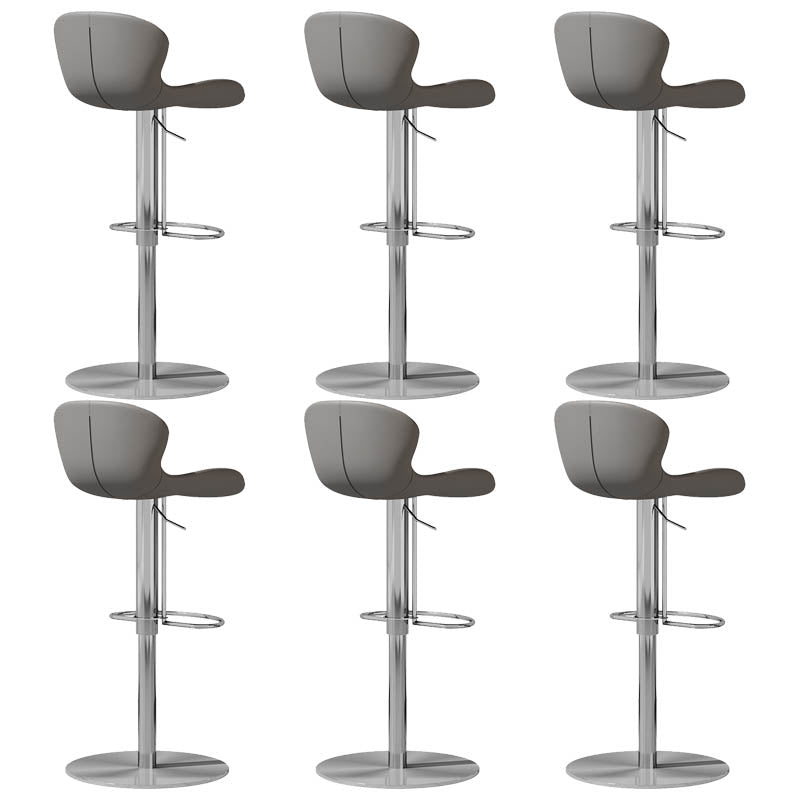 Contemporary Style Adjustable Backrest Counter Stool with Leather Cushion