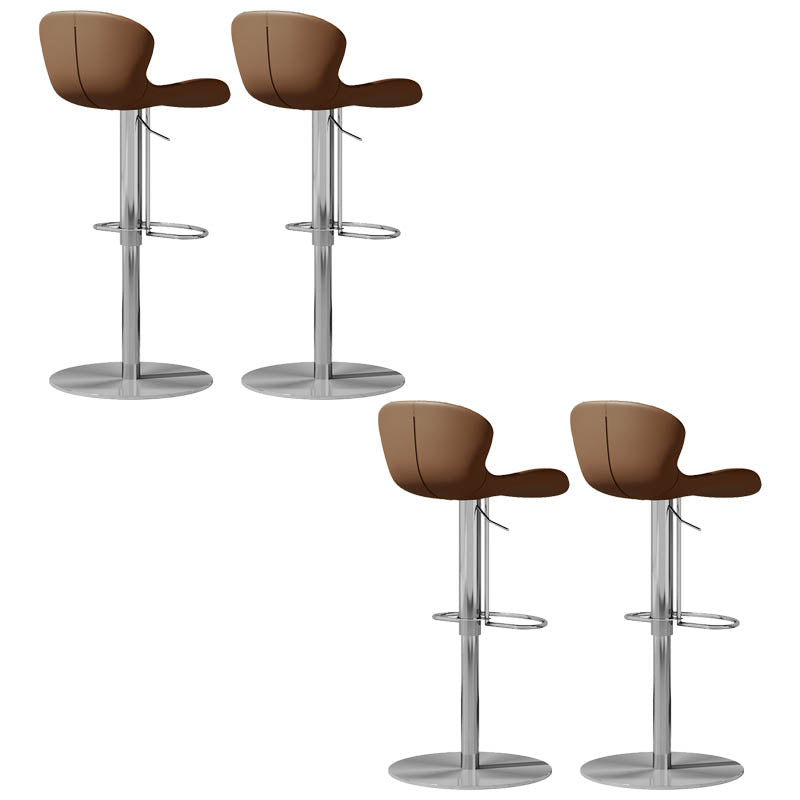 Contemporary Style Adjustable Backrest Counter Stool with Leather Cushion