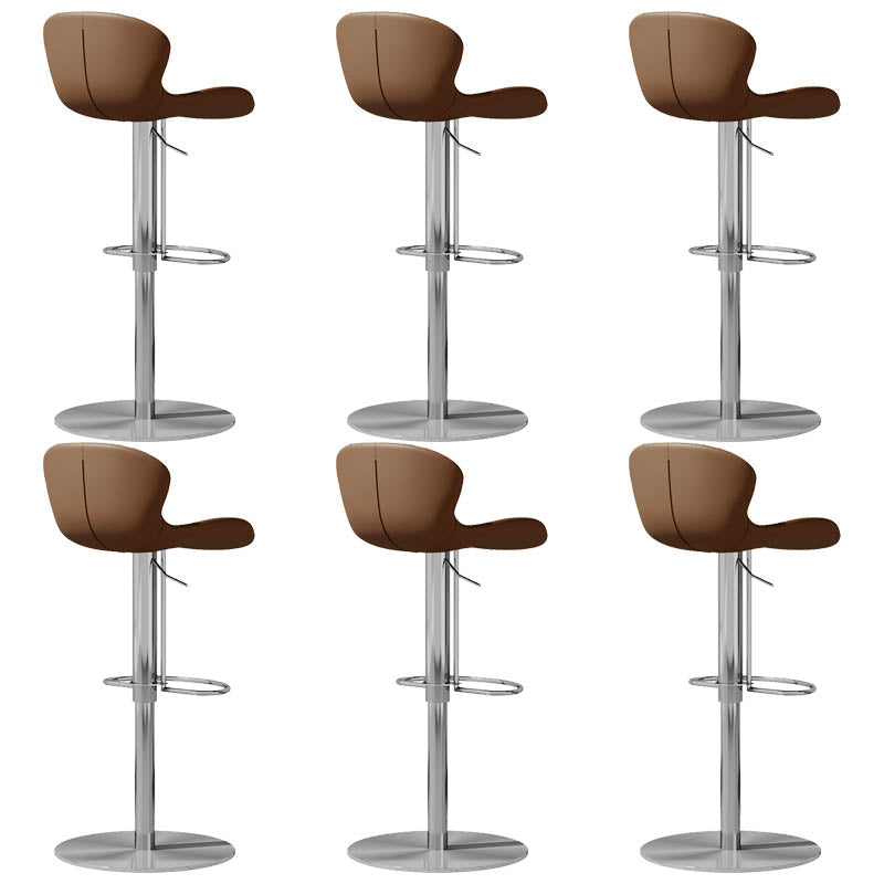 Contemporary Style Adjustable Backrest Counter Stool with Leather Cushion