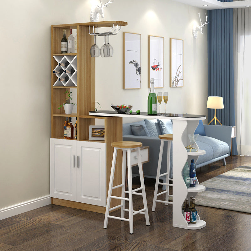 Tabouret de bar contemporain et table de table, bois 3 pièces pour le salon