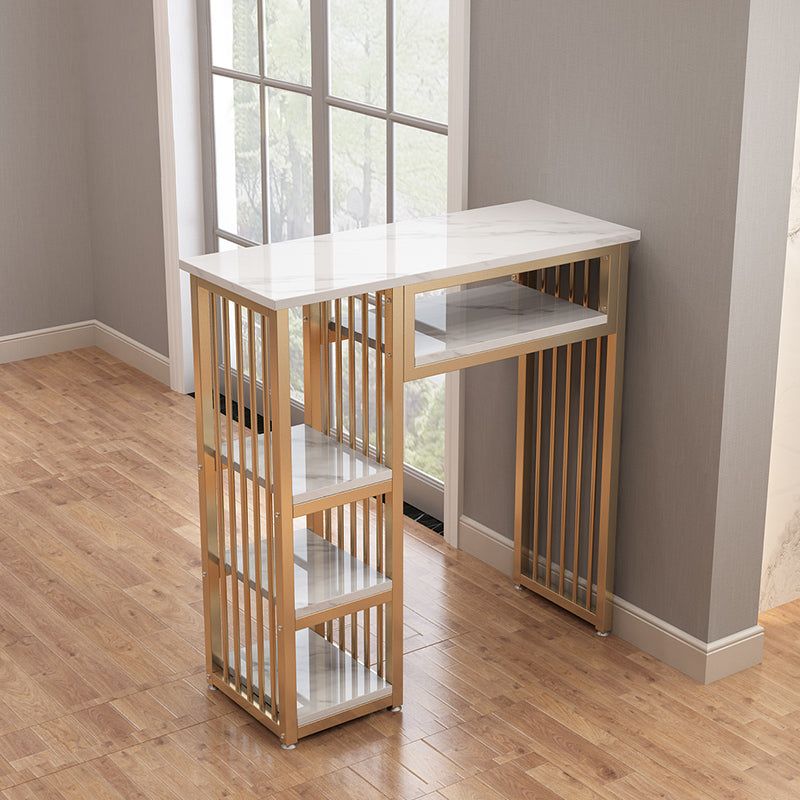 1/3 Glam Metal White and Gold Bar Stool and Table Set for Dining Room Table 39.4"L x 15.7"W x 41.3"H Gold Clearhalo 'Bar Furniture' 'furn' 'furn_home_bar_bar_sets' 'Furniture' 'Home Bars & Bar Sets' 'home_bar_bar_sets' 'Kitchen & Dining Furniture' 7660862