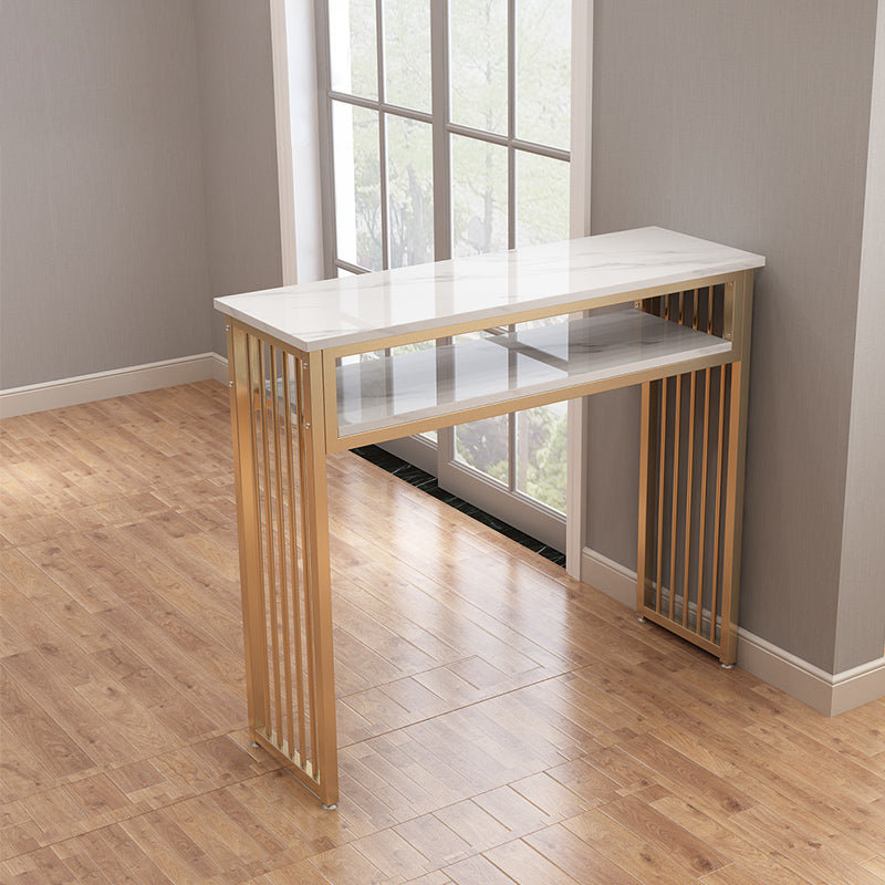 1/3 Glam Metal White and Gold Bar Stool and Table Set for Dining Room Table 47.2"L x 15.7"W x 41.3"H White-Gold Clearhalo 'Bar Furniture' 'furn' 'furn_home_bar_bar_sets' 'Furniture' 'Home Bars & Bar Sets' 'home_bar_bar_sets' 'Kitchen & Dining Furniture' 7660866