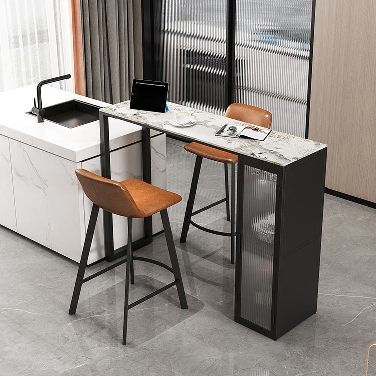 1/5 Pieces Modern Rectangle Sintered Stone Counter Table with High Stools