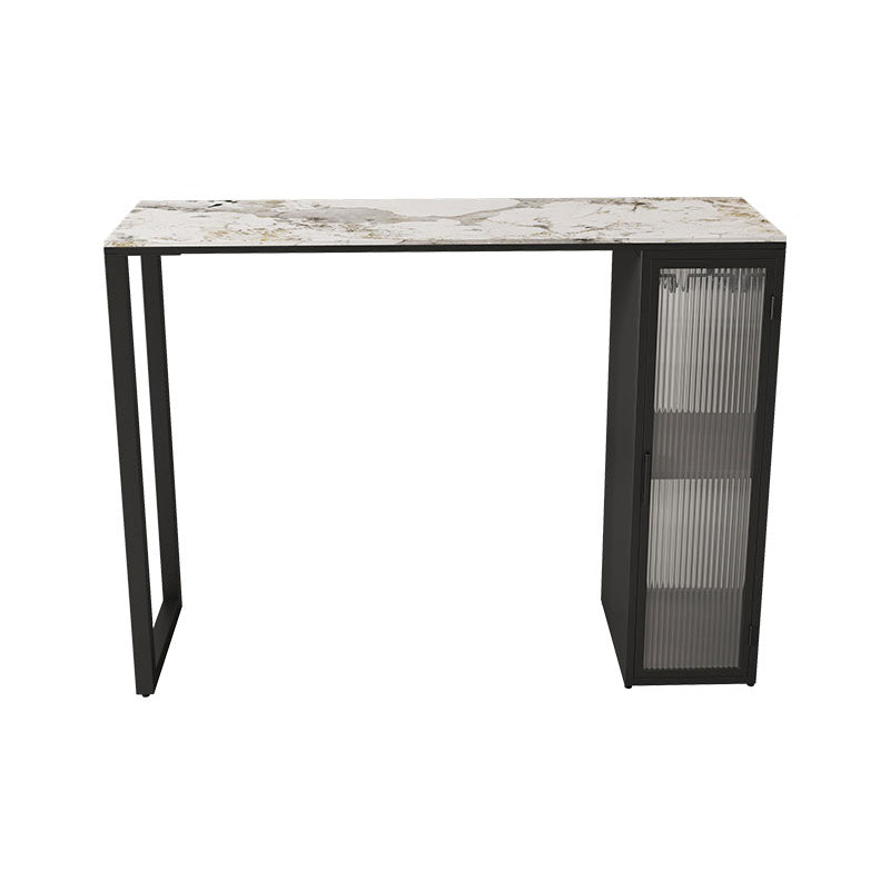 1/5 Pieces Modern Rectangle Sintered Stone Counter Table with High Stools
