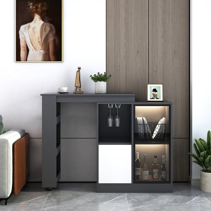 Contemporary Style Rectangle Wood Bar Height Table for Living Room 39.4"L x 15.7"W x 41.3"H Black White Without Chairs Clearhalo 'Bar Furniture' 'Bar Tables' 'bar_tables' 'furn' 'furn_bar_tables' 'Furniture' 'Kitchen & Dining Furniture' 7661020