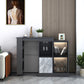 Contemporary Style Rectangle Wood Bar Height Table for Living Room 39.4"L x 15.7"W x 41.3"H Black-Gray Without Chairs Clearhalo 'Bar Furniture' 'Bar Tables' 'bar_tables' 'furn' 'furn_bar_tables' 'Furniture' 'Kitchen & Dining Furniture' 7661022