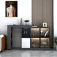 Contemporary Style Rectangle Wood Bar Height Table for Living Room 39.4"L x 15.7"W x 41.3"H White-Black Without Chairs Clearhalo 'Bar Furniture' 'Bar Tables' 'bar_tables' 'furn' 'furn_bar_tables' 'Furniture' 'Kitchen & Dining Furniture' 7661023