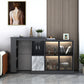 Contemporary Style Rectangle Wood Bar Height Table for Living Room 39.4"L x 15.7"W x 41.3"H Light Gray-Black Without Chairs Clearhalo 'Bar Furniture' 'Bar Tables' 'bar_tables' 'furn' 'furn_bar_tables' 'Furniture' 'Kitchen & Dining Furniture' 7661025
