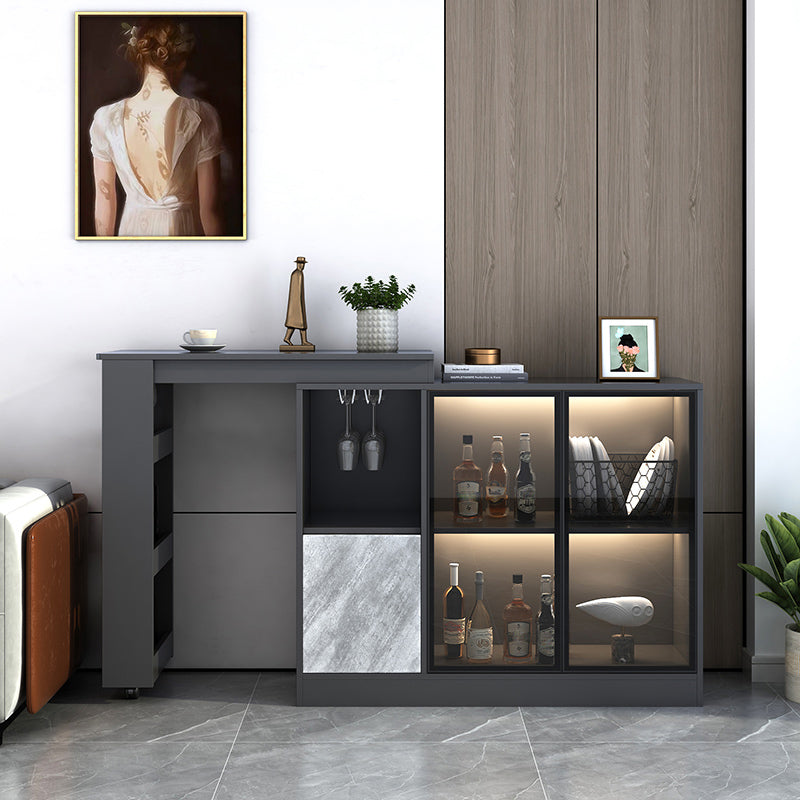 Contemporary Style Rectangle Wood Bar Height Table for Living Room 39.4"L x 15.7"W x 41.3"H Light Gray-Black Without Chairs Clearhalo 'Bar Furniture' 'Bar Tables' 'bar_tables' 'furn' 'furn_bar_tables' 'Furniture' 'Kitchen & Dining Furniture' 7661025