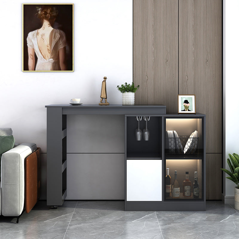 Contemporary Style Rectangle Wood Bar Height Table for Living Room 47.2"L x 15.7"W x 41.3"H Black White Without Chairs Clearhalo 'Bar Furniture' 'Bar Tables' 'bar_tables' 'furn' 'furn_bar_tables' 'Furniture' 'Kitchen & Dining Furniture' 7661027