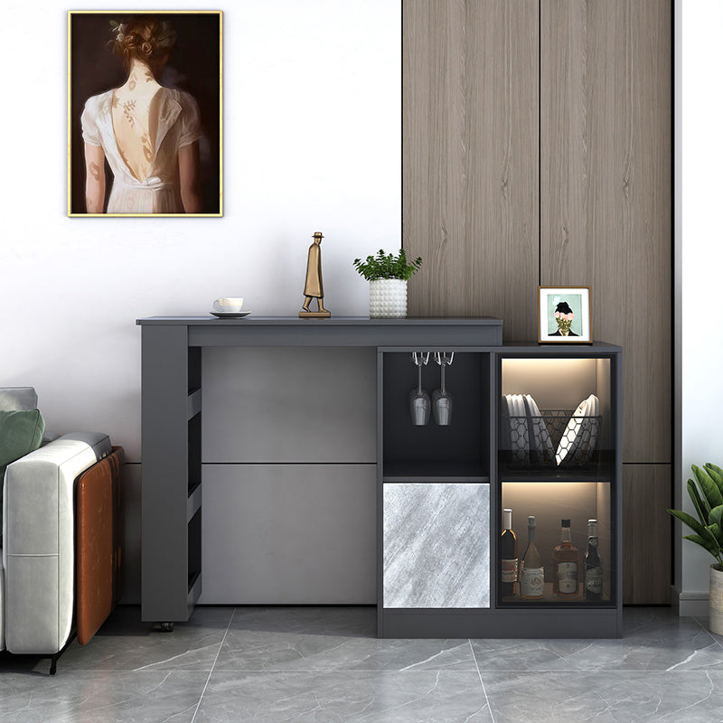 Contemporary Style Rectangle Wood Bar Height Table for Living Room 47.2"L x 15.7"W x 41.3"H Black-Gray Without Chairs Clearhalo 'Bar Furniture' 'Bar Tables' 'bar_tables' 'furn' 'furn_bar_tables' 'Furniture' 'Kitchen & Dining Furniture' 7661029