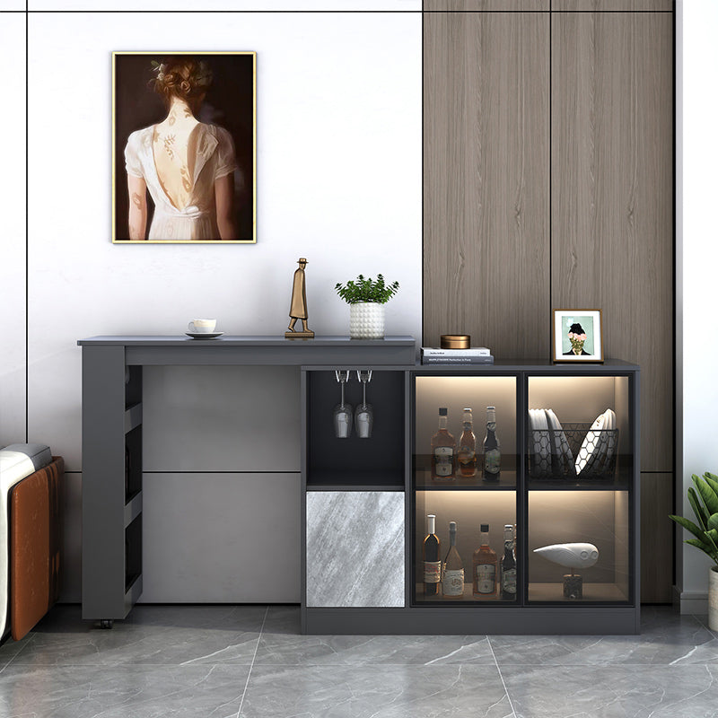Contemporary Style Rectangle Wood Bar Height Table for Living Room 47.2"L x 15.7"W x 41.3"H Light Gray-Black Without Chairs Clearhalo 'Bar Furniture' 'Bar Tables' 'bar_tables' 'furn' 'furn_bar_tables' 'Furniture' 'Kitchen & Dining Furniture' 7661033