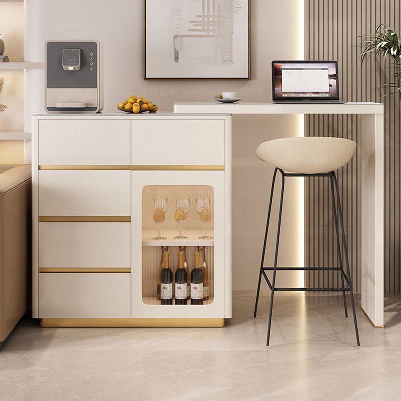 Contemporary Style Rectangle Bar Height Pub Table for Living Room Gloss White Without Chairs Clearhalo 'Bar Furniture' 'Bar Tables' 'bar_tables' 'furn' 'furn_bar_tables' 'Furniture' 'Kitchen & Dining Furniture' 7661043
