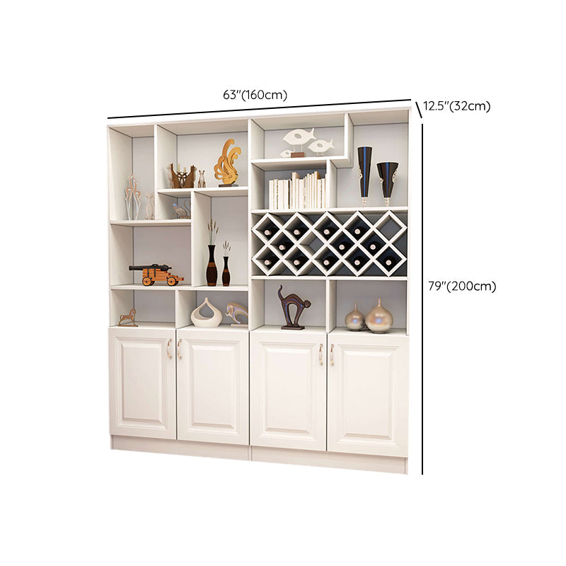 White Manufactured Wood Kitchen Wine Holder with Storage Cabinet