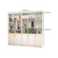 White Manufactured Wood Kitchen Wine Holder with Storage Cabinet