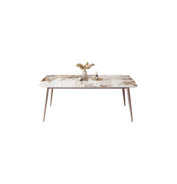 Modern White Stone Rectangular Kitchen Dining Table for Dining Hall Without Chairs Clearhalo 'Dining Tables & Seating' 'Dining Tables' 'dining_table' 'furn' 'furn_dining_table' 'Furniture' 'Kitchen & Dining Furniture' 7661259