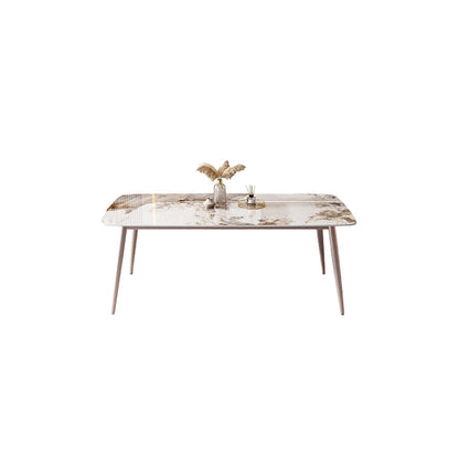 Modern White Stone Rectangular Kitchen Dining Table for Dining Hall Without Chairs Clearhalo 'Dining Tables & Seating' 'Dining Tables' 'dining_table' 'furn' 'furn_dining_table' 'Furniture' 'Kitchen & Dining Furniture' 7661259