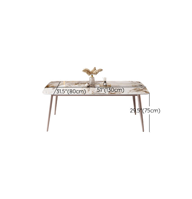 Modern White Stone Rectangular Kitchen Dining Table for Dining Hall Clearhalo 'Dining Tables & Seating' 'Dining Tables' 'dining_table' 'furn' 'furn_dining_table' 'Furniture' 'Kitchen & Dining Furniture' 7661265