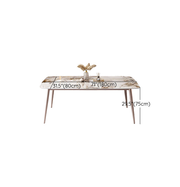 Modern White Stone Rectangular Kitchen Dining Table for Dining Hall Clearhalo 'Dining Tables & Seating' 'Dining Tables' 'dining_table' 'furn' 'furn_dining_table' 'Furniture' 'Kitchen & Dining Furniture' 7661268